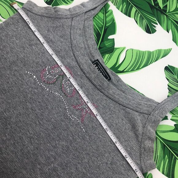 Arizona Flip Flop & Starfish Rhinestone Gray Tank Top - Picture 7 of 9